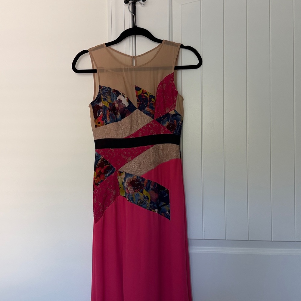 BCBGMaxAzria Lonnie Pink and Black Floral Maxi Dress